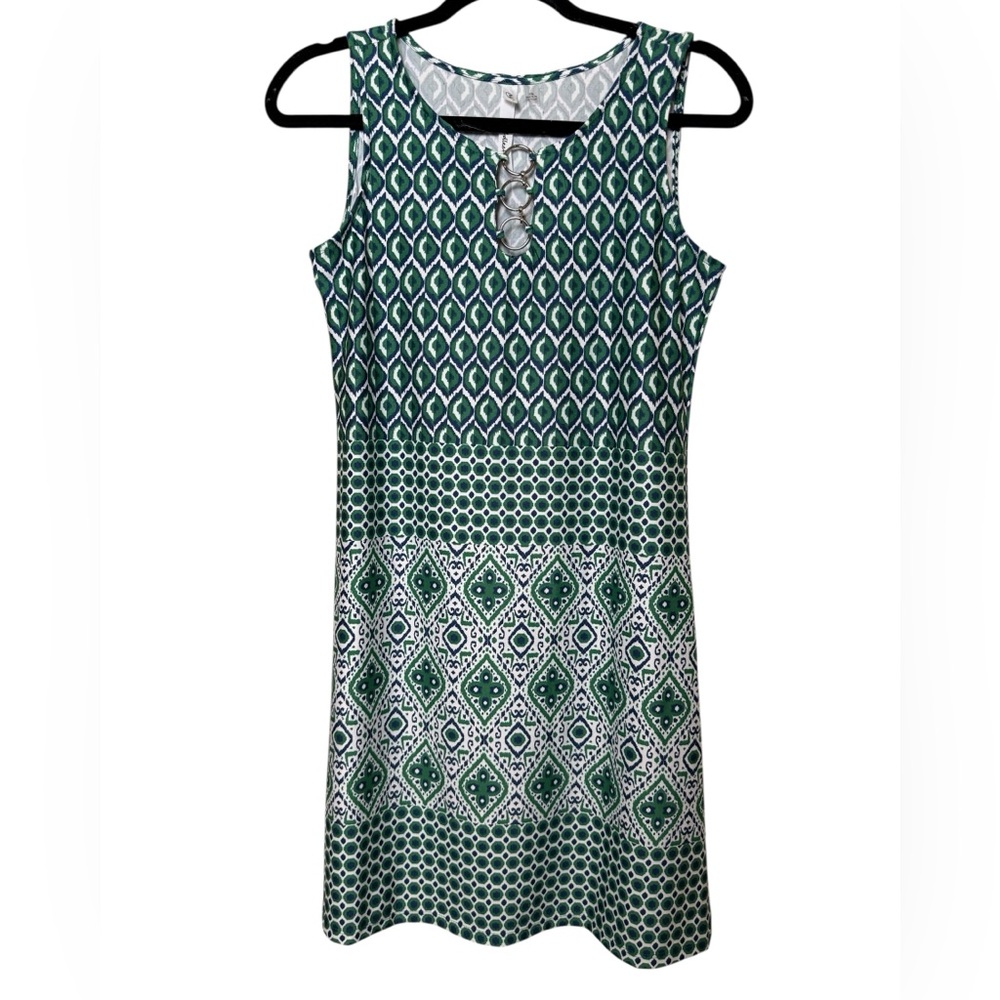 NY Collection Green Geometric Mini Dress
